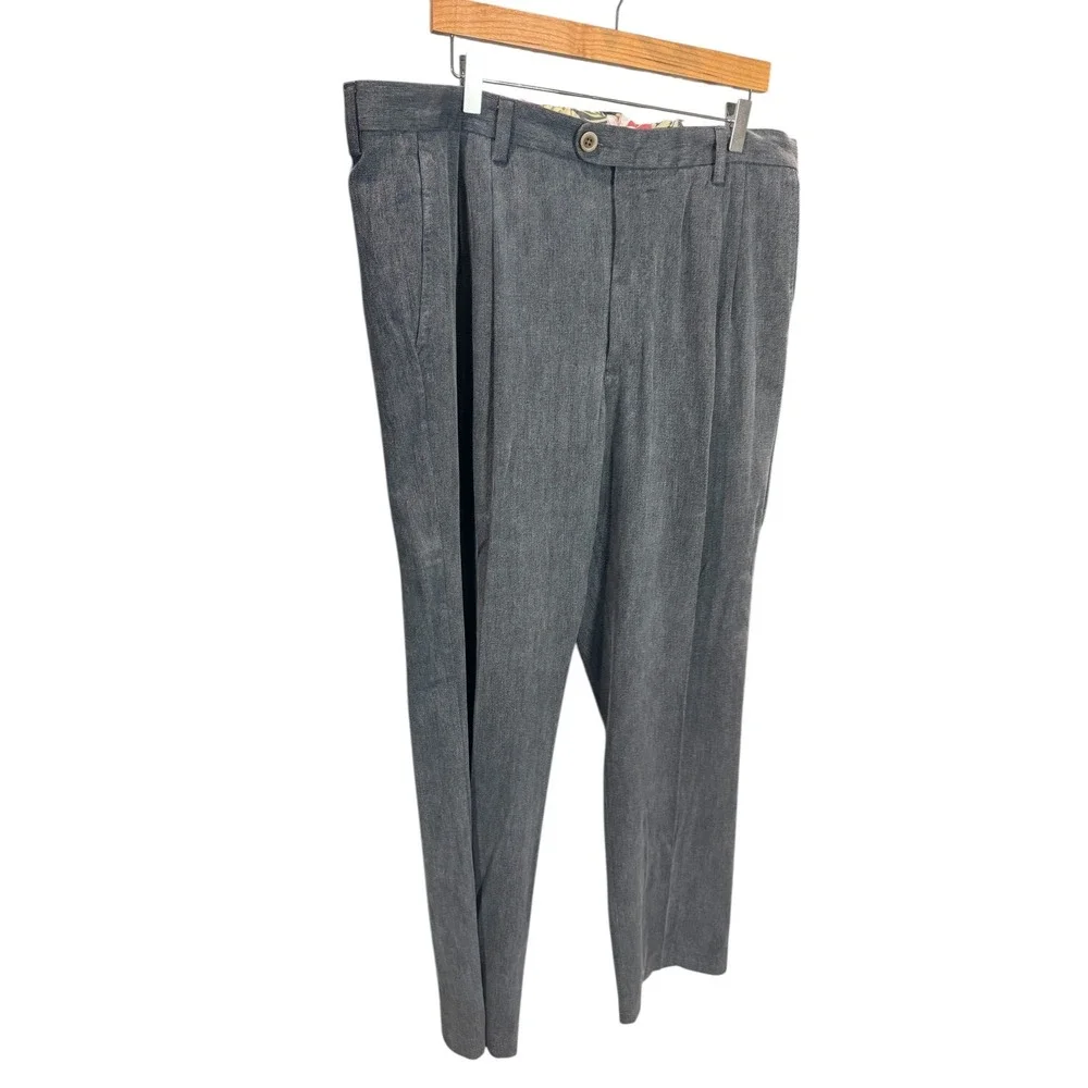 Tommy Bahama Men's Silk Gray‎ Dress Pants Pleated Front Career Trousers 40X34